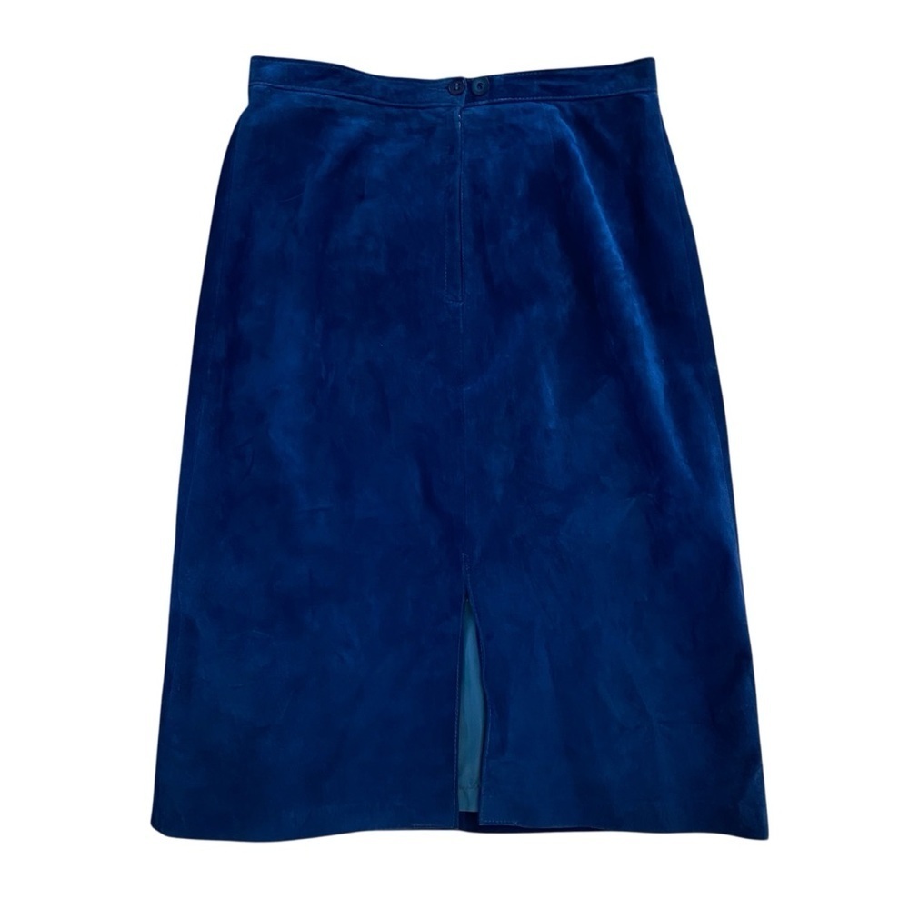 Gorgeous Vintage Muted Royal Blue Suede Pencil Skirt Size Small-M